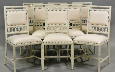 Set Of 8 Painted Upholstered Chairs