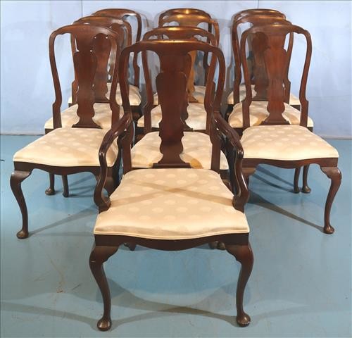 Set of 10 early queen Anne dining chairs