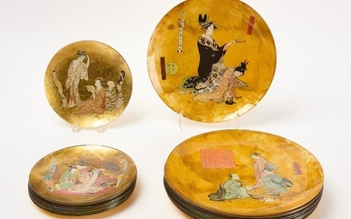 Set of 18 Carole Stupell Japanese Inspired Plates