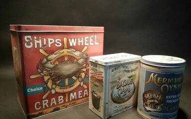 Set of 3 Advertising Tin Box Nautical Mermaid Oyster