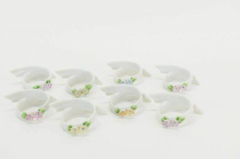 Set of 8 Porcelain Capodimonte Style Napkin Rings