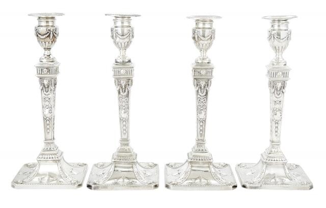 Set of Four George III Sterling Silver Candlesticks