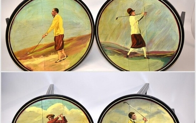 Set of Four(4) Hand Painted Golf Tables