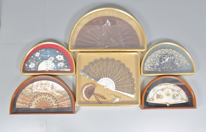 Seven fans, late 19th Century.