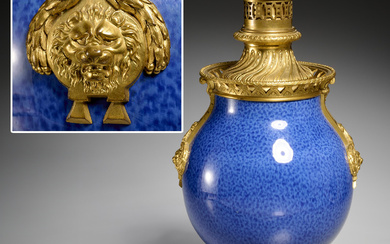 Sevres style ormolu mounted porcelain urn lamp