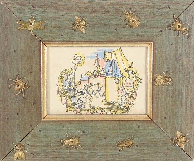 Signed W/C in Insect-Studded Frame