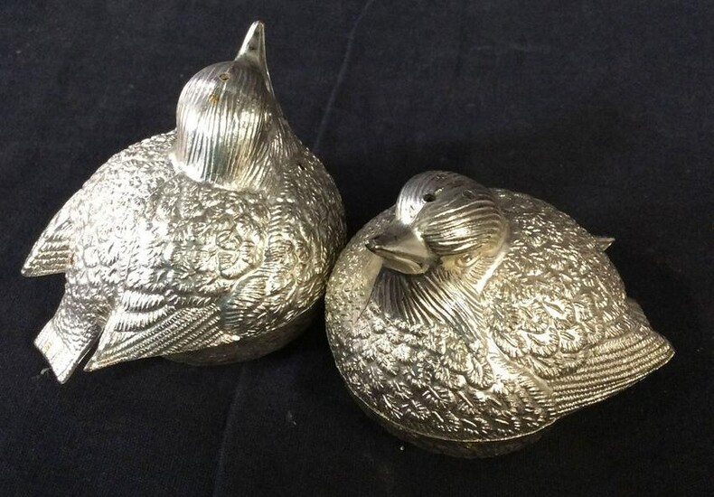 Silver Toned Bird Salt & Pepper Shakers