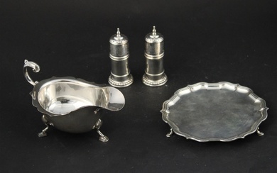 Small English Sterling Silver Salver on Pad Feet