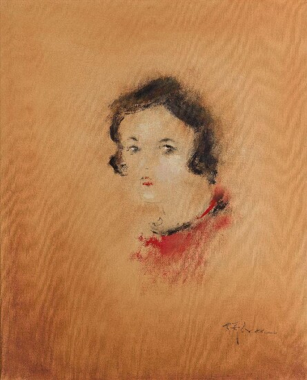 Spanish School, mid-20th century- Portrait of a lady; oil on canvas, signed indistinctly lower right, 61 x 50.5 cm