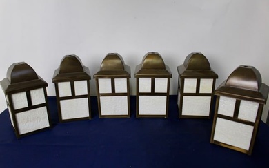 Square Arts and Crafts Lantern Shades with Chocolate Bronze Finish