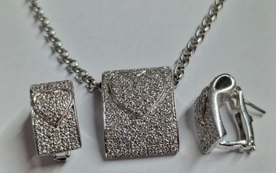 Stunning 18ct White Gold and Diamond Encrusted Pendant and E...
