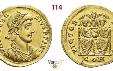 TEODOSIO I (379-395) Solido (380-382) Mediolanum D/ Busto diademato, drappeggiato...