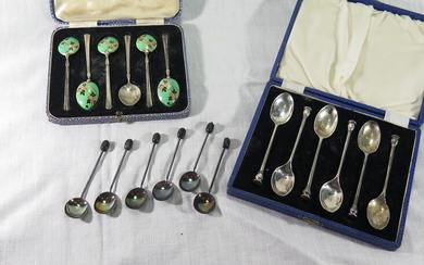 THREE SETS EACH OF SIX SILVER SPOONS