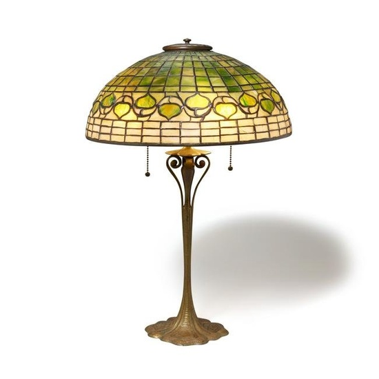 TIFFANY STUDIOS (1899-1930) Acorn Table Lampcirca 1910patinated bronze, leaded glass, stamped 'T...