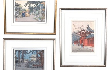 TOSHI YOSHIDA: Three Framed Japanese Woodblock Prints