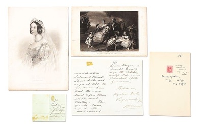 TWO BRITISH ROYAL AUTOGRAPH NOTES SIGNED: VICTORIA AND EDWARD VII.