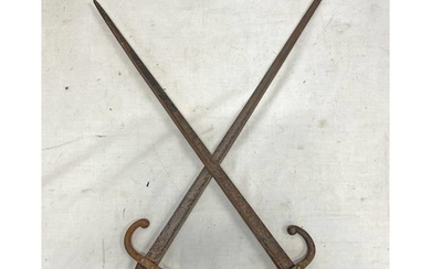 TWO FRENCH M1874 GRAS BAYONET WITH BRASS AND WOOD HILTS -2