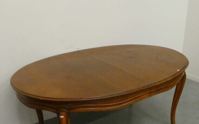Table ovale de style Louis XV en chêne à allonges (Ht 76 x 170 x...