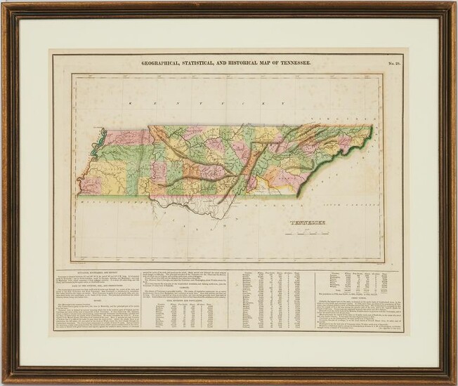 Tennessee Map, Lucas, Carey, & Lea, 1822