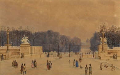 Théodore JUNG (1803-1865) Entrée des jardins des Tuileries depuis la place de la Concorde, 1848...
