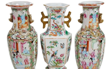 Three Chinese Export Famille Rose Vases