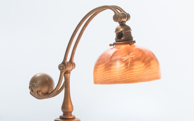 Tiffany Studios Counter-balance Desk Lamp with Intaglio-carved Favrile Shade