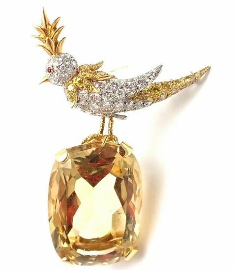 Tiffany & Co Schlumberger 18k Gold Diamond Citrine Bird