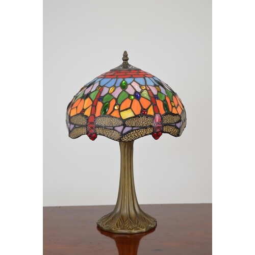 Tiffany style table lamp { 45cm H X 30cm Dia }.