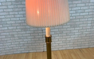 Tommi Parzinger Style Brass Floor Lamp with Original Shade by Stiffel