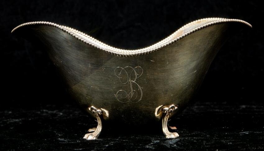 Towle sterling helmet form sauce boat with a beaded