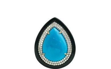 Turquoise, Diamond and Onyx Ring