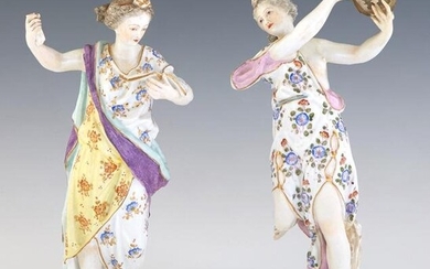 Two Continental Porcelain Figures, 19th c., of women