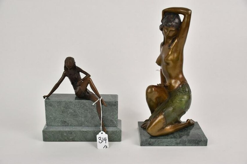 Two Deco/Art Nouveau Style Bronze Female Figures - The