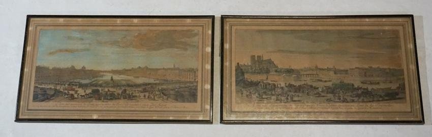 Two Very Fine 1750 Hand Colored French Engravings