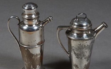 Two Vintage SIlverplated Cocktail Shakers, 20th c, one