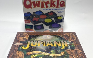 Two board games (one marked Jumanji opened)