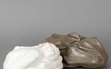 UNKNOWN ARTIST, two sculptures, soapstone and ceramics (2).