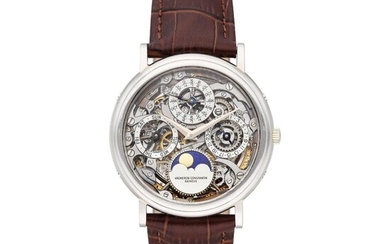 Vacheron Constantin Reference 43032 Quantieme Perpetuel | A platinum skeletonized automatic perpetual calendar wristwatch with moon phases and leap year indication, Circa 1990