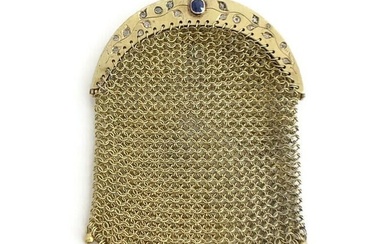 Victorian Antique Chatelaine Mesh Chain Mail Coin Purse 20K Yellow Gold 28.11 Gr