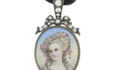 Victorian mother-of-pearl & enamel portrait pendant