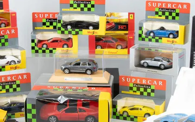 Vijf modelauto's: Ferrari