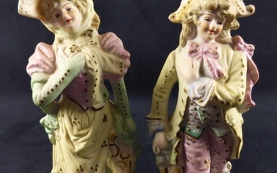 Vintage Bisque Porcelain Victorian Man And Lady B