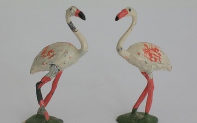 Vintage Cast Metal Flamingos