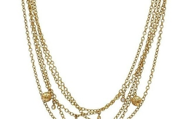 Vintage Poiray Diamond 18k Yellow Gold Chain Necklace French