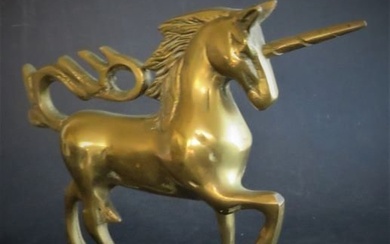 Vintage Solid Brass Unicorn Figurine, 1950s