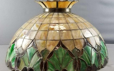 Vintage Stained/Slag Glass Hanging Light Fixture