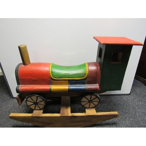 Vintage, wooden, hand made, steam train, child's rocking toy...