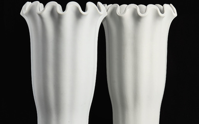 WILHELM KÅGE. Two vases, “Våga”, stoneware, Carrara glaze in white, one stamped with the studio hand, Gustavsberg.