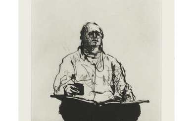 WILLIAM KENTRIDGE (South African, born 1955) Scribe 2010 drypoint etching, ed. 19/40 24.5 x 19.5cm
