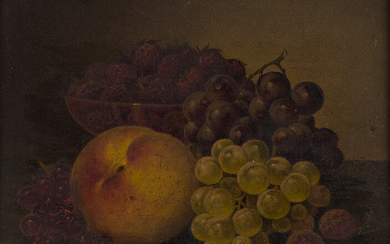 WILLIAM MASON BROWN Still Life with Fruit. Oil on thin wood panel, circa...